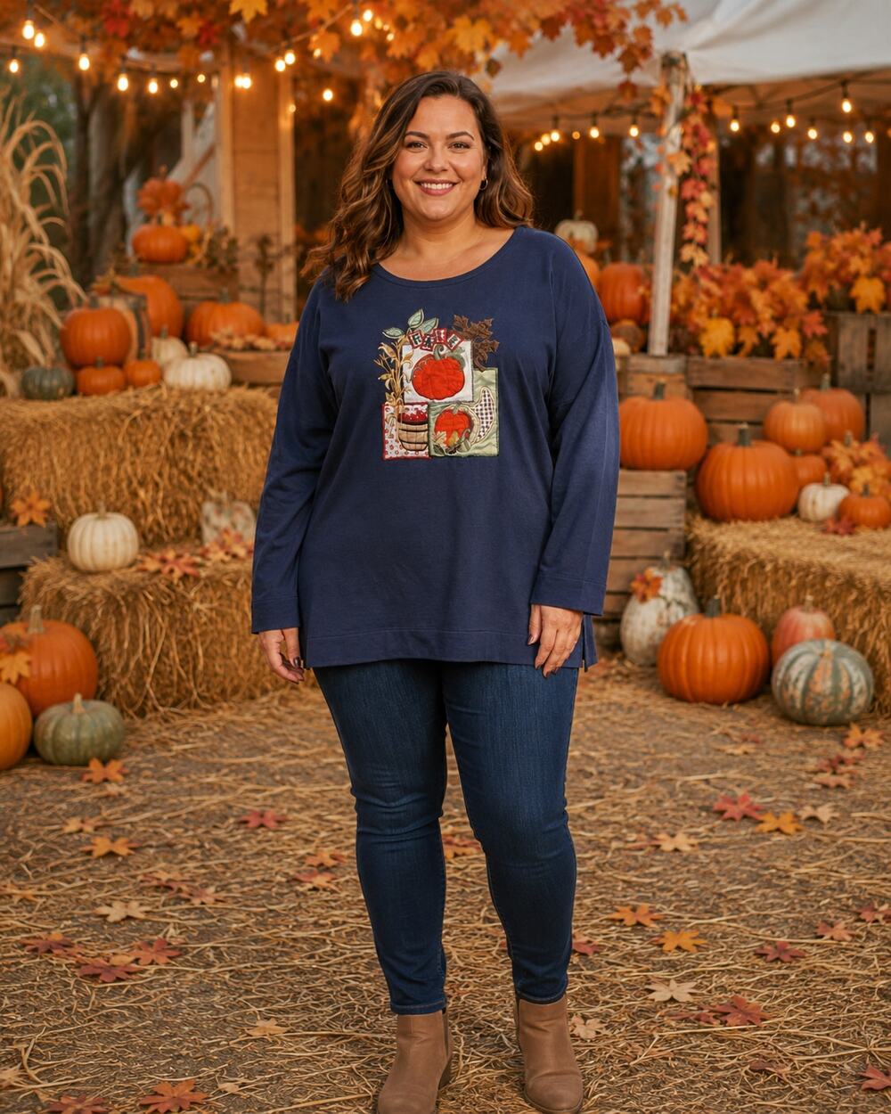 Vintage Fashion Bug Fall Pumpkin Sweatshirt 22/24W Plus Size Thanksgiving